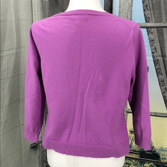 Garnet Hill Pink and White Embroidered Cardigan M - Picture 5 of 8